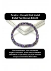 SERTİFİKALI Ametist - Hematit Disk Model Doğal Taş Misinalı Bileklik