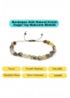 Sertifikalı Bostwana Akik Natural Kesim Makrome Doğal Taş Bileklik Ayarlanabilir Ölçü