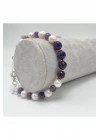 Sertifikalı Gerçek İnci Ametist 925 Ayar Gümüş Bileklik Uzatma Zincirli