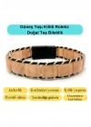 Sertifikalı Güneş Taşı Kilit Kapama Roleks Doğal Taş Deri Bileklik