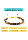 Sertifikalı Jasper Natural Kesim Makrome Doğal Taş Bileklik Ayarlanabilir Ölçü