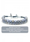 SERTİFİKALI Kalsedon Çift Sıra Doğal Taş Makrome Bileklik Ayarlanabilir Ölçü