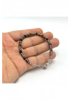 Sertifikalı Kaplan Gözü ve Hematit  925 Ayar Doğal Taş Gümüş Bileklik 4mm