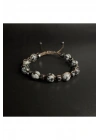 SERTİFİKALI Karlı Obsidyen Hematit Ayarlanabilir Ölçü Unisex Doğal Taş Bileklik