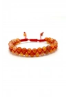 SERTİFİKALI Karnelyan Akik Çift Sıra Doğal Taş Makrome Bileklik Ayarlanabilir Ölçü
