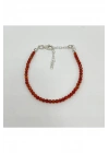 SERTİFİKALI Kırmızı Akik 3mm 925 Ayar Gümüş Doğal Taş Bileklik Uzatma Zincirli