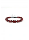 Sertifikalı Kırmızı Akik  6mm Doğal Taş Makrome Bileklik