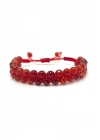 SERTİFİKALI Kırmızı Akik Çift Sıra Doğal Taş Makrome Bileklik Ayarlanabilir Ölçü