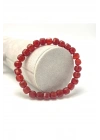 SERTİFİKALI Kırmızı Akik Küp Kesim Lastikli Doğal Taş Bileklik 6mm