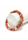 SERTİFİKALI Kırmızı Akik Küp Kesim Lastikli Doğal Taş Bileklik 8 mm