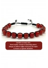 SERTİFİKALI Kırmızı Akik Küp Kesim Makrome Doğal Taş Bileklik 6mm