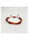 SERTİFİKALI Kırmızı Akik Natural Kesim Makrome Doğal Taş Bileklik