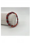 Sertifikalı Kırmızı Akik ve Hematit Doğal Taş Misinalı Bileklik