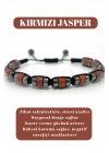 Sertifikalı Kırmızı Jasper Disk Model Doğal Taş Makrome Bileklik Ayarlanabilir Ölçü