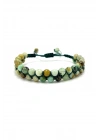 SERTİFİKALI Krizokol Çift Sıra Doğal Taş Makrome Bileklik Ayarlanabilir Ölçü