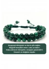 SERTİFİKALI Malakit Çift Sıra Doğal Taş Makrome Bileklik Ayarlanabilir Ölçü