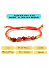 Sertifikalı Natural Kırmızı Akik Doğal Taş Makrome Bileklik Ayarlanabilir Ölçü
