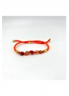 Sertifikalı Natural Kırmızı Akik Doğal Taş Makrome Bileklik Ayarlanabilir Ölçü