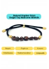 Sertifikalı Natural Kırmızı Kaplan Gözü Doğal Taş Makrome Bileklik Ayarlanabilir Ölçü