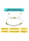 Sertifikalı Natural Kristal Kuvars Doğal Taş Makrome Bileklik Ayarlanabilir Ölçü