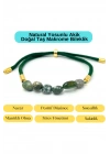 Sertifikalı Natural Yosunlu Akik Doğal Taş Makrome Bileklik Ayarlanabilir Ölçü