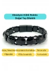 Sertifikalı Obsidyen Kilit Kapama Roleks Doğal Taş Deri Bileklik