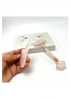 Sertifikalı Pembe Kuvars 1. Sınıf Kalite Roller ve Gua Sha Doğal Taş Masaj Aleti Takım