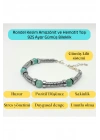 Sertifikalı Rondel Kesim Amazonit ve Hematit  925 Ayar Doğal Taş Gümüş Bileklik 6mm