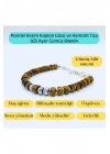 Sertifikalı Rondel Kesim Kaplan Gözü ve Hematit  925 Ayar Doğal Taş Gümüş Bileklik 6mm