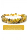 SERTİFİKALI Sarı Opal Çift Sıra Doğal Taş Makrome Bileklik Ayarlanabilir Ölçü
