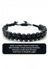 SERTİFİKALI Shungite Çift Sıra Doğal Taş Makrome Bileklik Ayarlanabilir Ölçü