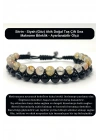 SERTİFİKALI Sitrin - Siyah Göz Akik Doğal Taş Çift Sıra Makrome Bileklik