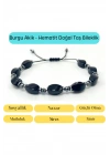 Sertifikalı Siyah Burgu Akik ve Hematit Makrome Doğal Taş Bileklik