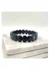 SERTİFİKALI Siyah Göz Akik Roleks Kesim Doğal Taş Misinalı Bileklik