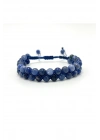 SERTİFİKALI Sodalit Çift Sıra Doğal Taş Makrome Bileklik Ayarlanabilir Ölçü