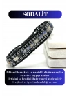 Sertifikalı Sodalit Disk Model Doğal Taş Erkek Bileklik Kilitli Kapama