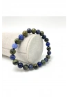 Sertifikalı Sodalit ve Kan Baba Jasper Doğal Taş Misinalı Bileklik 8mm