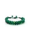 SERTİFİKALI Yeşil Akik Çift Sıra Doğal Taş Makrome Bileklik Ayarlanabilir Ölçü