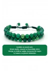 SERTİFİKALI Yeşil Akik Çift Sıra Doğal Taş Makrome Bileklik Ayarlanabilir Ölçü