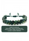 SERTİFİKALI Yosunlu Akik Çift Sıra Doğal Taş Makrome Bileklik Ayarlanabilir Ölçü