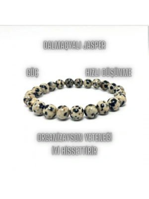 Dalmaçyalı Jasper 8mm Elastik Misinalı Doğal Taş Bileklik