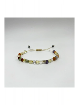 Karışık Natural Kesim Makrome Doğal Taş Bileklik