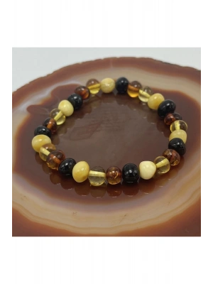 Kehribar Bileklik Natural Kesim Elastik Misinalı