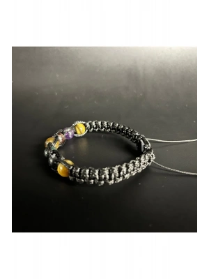 SERTİFİKAL AKREP BURCU DOĞAL TAŞ DERİ BİLEKLİK KARLI OBSİDYEN KAN TAŞI LAL AMETİST KAPLAN GÖZÜ