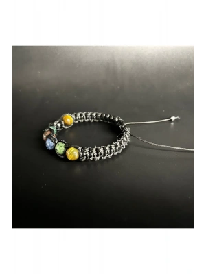 SERTİFİKAL ASLAN BURCU DOĞAL TAŞ DERİ BİLEKLİK DUMORTİERİT LAL ANYOLİT AKİK KAPLAN GÖZÜ KAN TAŞI