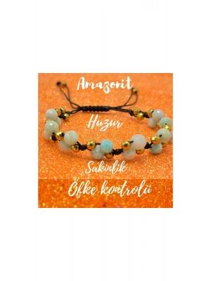 Sertifikalı 6mm Ipli Amazonit Ayarlanabilir Ölçü Doğal Taş Bileklik