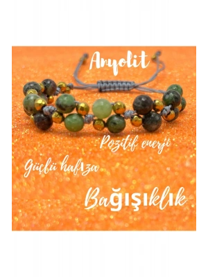 Sertifikalı 6mm Ipli Anyolit Ayarlanabilir Ölçü Doğal Taş Bileklik