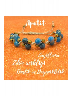 Sertifikalı 6mm Ipli Apatit Ayarlanabilir Ölçü Doğal Taş Bileklik