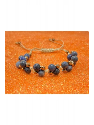 Sertifikalı 6mm Ipli Dumortierit Ayarlanabilir Ölçü Doğal Taş Bileklik