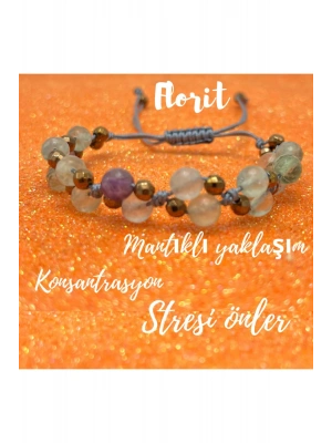 Sertifikalı 6mm Ipli Florit Ayarlanabilir Ölçü Doğal Taş Bileklik
